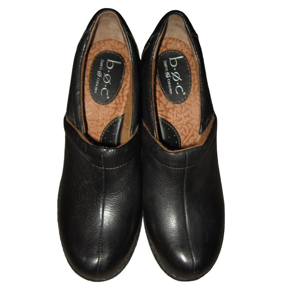 BOC Born Concept 7.5 Oxford Platform Wedge High Heel Slip On Comfort Blk Leather - Picture 3 of 6